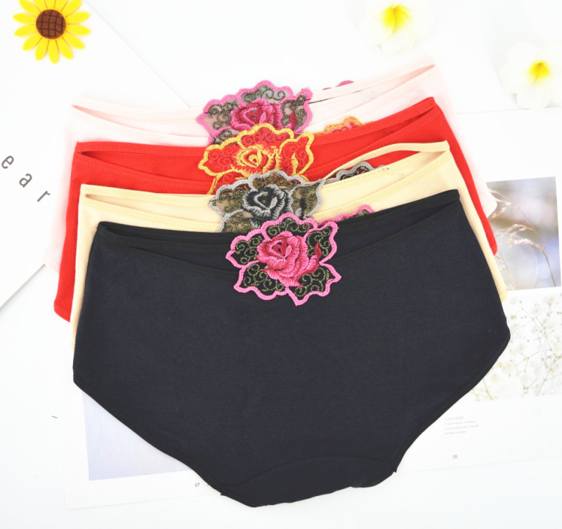 2 Giá Fu Nilai 6409 Chất liệu cotton nữ Modal mid-mid thun ren Sexy Peony Thêu Boxer Tóm tắt quần lót