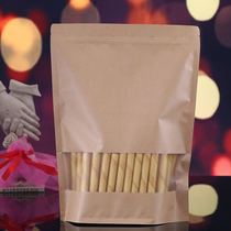 18*26 8cm Kraft paper open window ziplock bag self-standing bag zipper bag Kraft paper bag jujube dry pine nuts