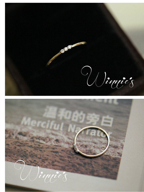 925 sterling bạc mạ vàng 14k phong cách Nhật Bản tối giản ba kim cương zirconium cơ sở nhẫn vàng đi lại pnj nhẫn cưới