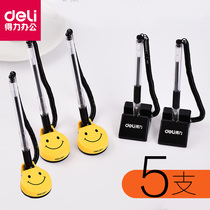 5 packs of Deli desk pen sticky table giant writing gel pen Black water pen Desktop signature fixed counter pen 0 5 cute