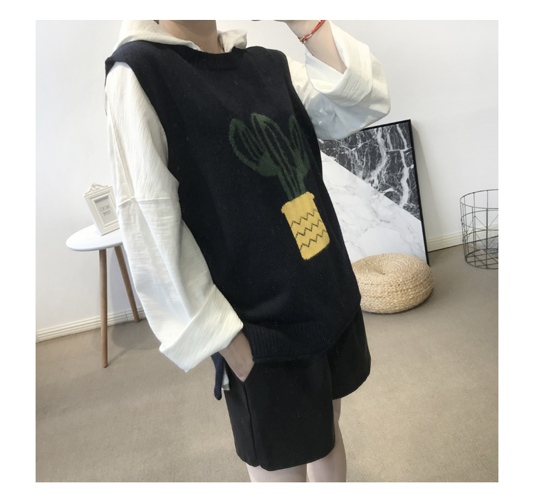 Áo len cổ lọ xương rồng vest nữ vest 2018 xuân hè mới chạm đáy áo len lỏng vest vest áo khoác cardigan
