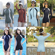 Long sleeve swimsuit female summer conservative conjoined 2021 new seaside slim professional sunscreen swimsuit student sports