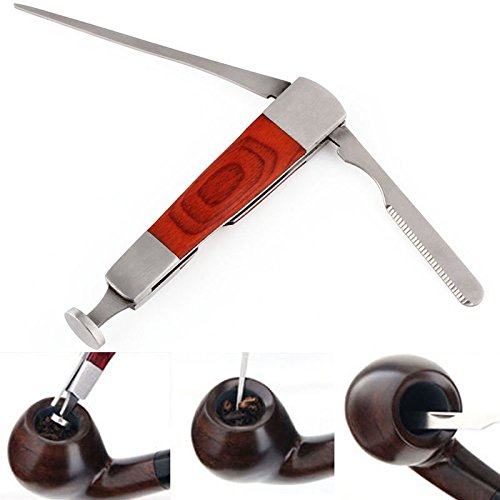 Sei Göth Red Wood Stainless Steel Tobacco Fighting Knife Tobacco Pipe Accessories Cleaning Tool Press Rod Scraper Pass Strip Tobacco Scraping Carbon Knife