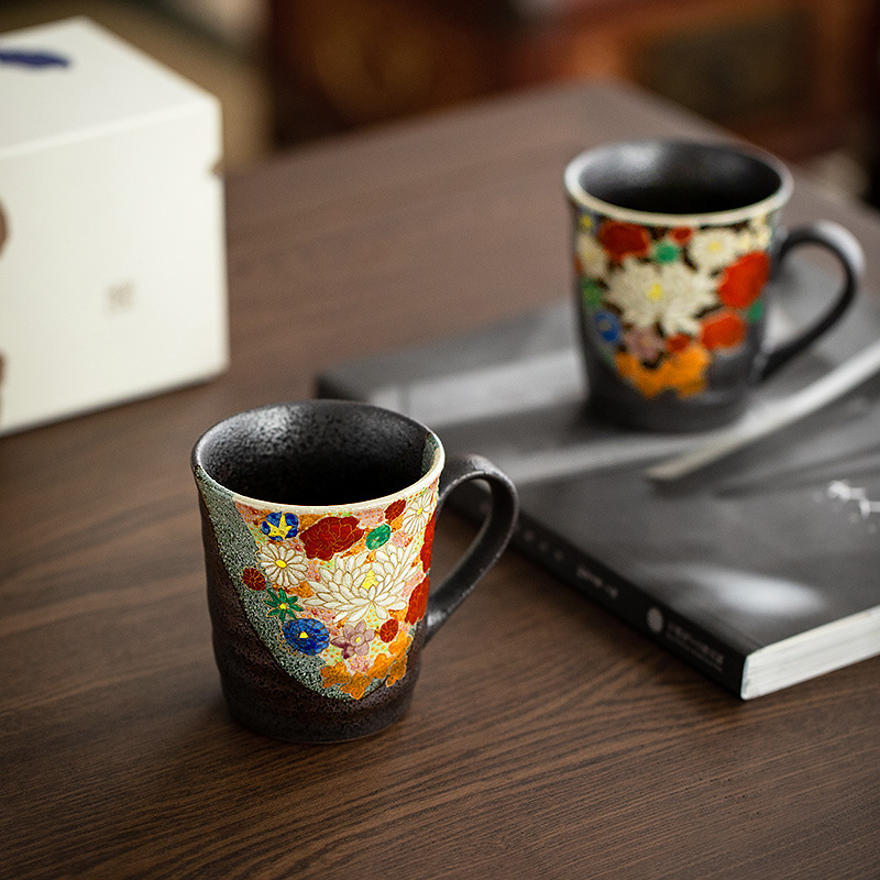 Spot Japan Imports Nine Valley Fever Coffee Pair Cup Handmade Gold Pattern Mark Cup Wedding Gift Ceramic Tea Cup