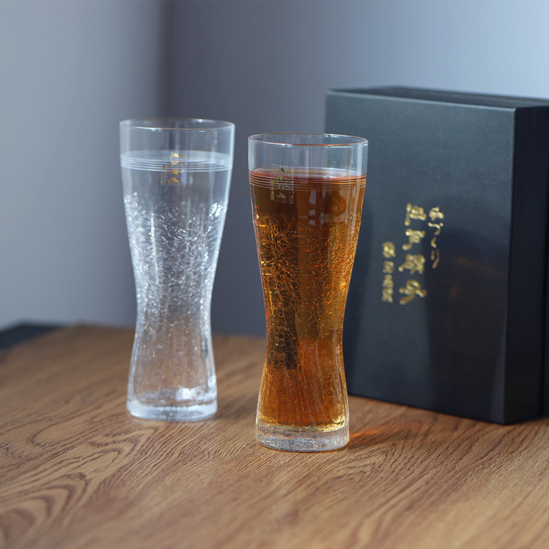 Spot Japan imported Edo glass ice cracked beer glass glass to glass juice glass birthday wedding gift