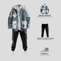 White sugar rose 2022 collage overalls with cap jacket bunches casual pants with suit Chauffles Korean version jacket