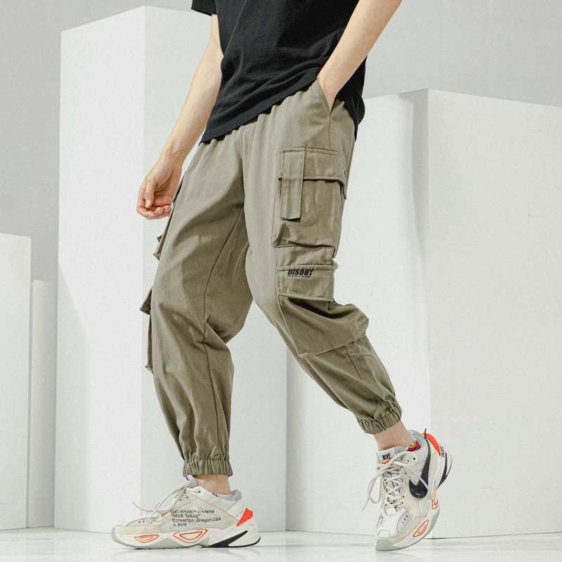Sugar Rose / 20 phiên bản Hàn Quốc của xu hướng quần ống rộng màu rộng có chân, quần dài nam và mùa hè giản dị - Quần làm việc