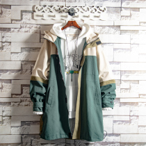 White Sugar Rose 2022 Collage of long style weaters to overcome male Korean version Loose Spring Autumn Jacket Tactical Function Tide