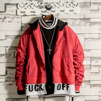 Sugar Rose special winter vacation two-piece spliced cotton coat men's loose hooded Harajuku style student cotton suit