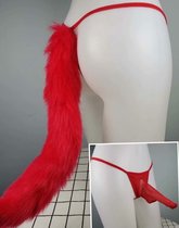 Big code Sexy One line Passion Tiny pants imitation fox hairy tail U type JJ sets lovers Spice Type Briefs
