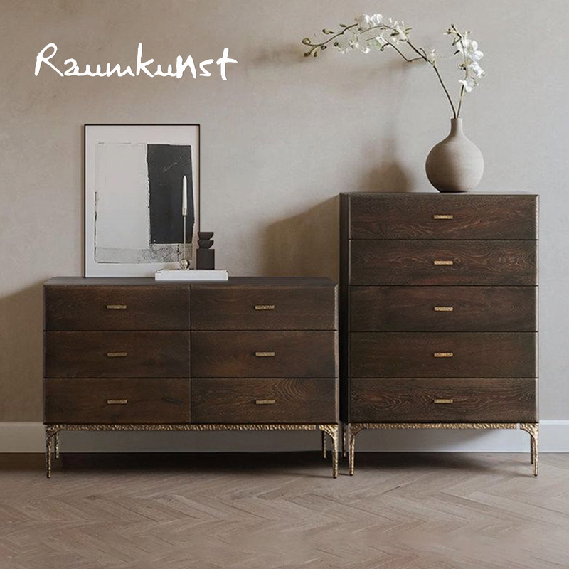 Smoked Oak Chest of Drawers Tv Cabinet Nordic Storage Italian-Style Bedroom Chest of Drawers Light Luxury High-End Bedside Cabinet Drawer Cabinet Smoked Oak Chest of Drawers Tv Cabinet Nordic Storage Italian-Style Bedroom Chest of Drawers Light Luxury High-End Bedside Cabinet Drawer Cabinet