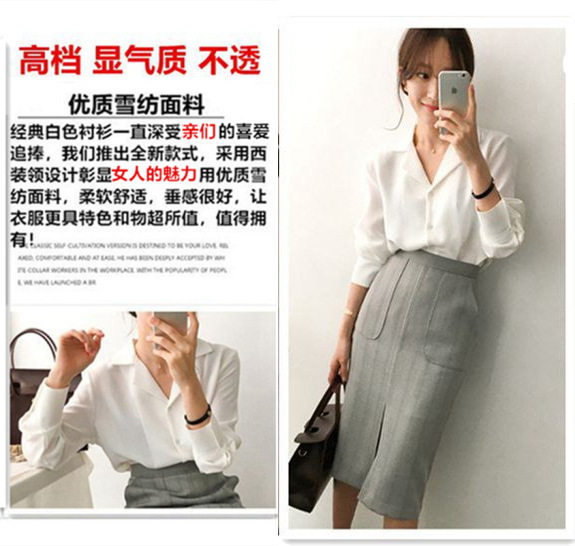 White shirt female design sense niche 2023 spring new long-sleeved interview fashion foreign style professional shirt chiffon