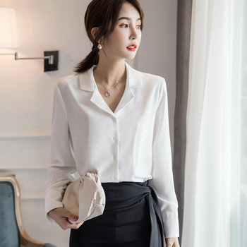 Professional white shirt chiffon shirt female design sense niche 2023 spring and autumn new loose all-match long-sleeved western style