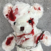Halloween injured bear bag Dark bloody blood bandage pin Bear shoulder bag oblique cross bag personality backpack