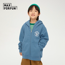 MAXFORFUN childrens clothing bar series children plus suede jacket boy zipped sweatshirt with hoodie autumn and winter warmth