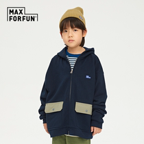 MAXFORFUN childrens clothing bar series children zipped sweatshirt autumn winter tandem hat long sleeve jacket boy zip-shirt