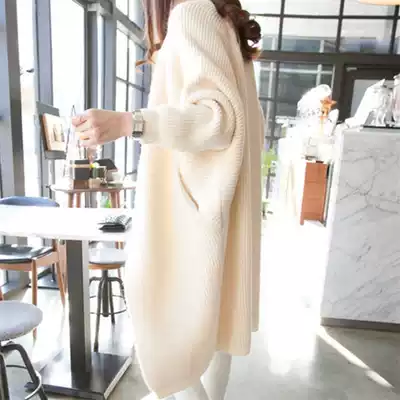 Spring dress 2021 New Long Version loose Korean bat sleeve knitted cardigan women lazy sweater coat women