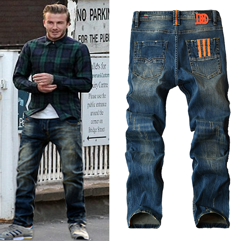 Diesel Square-Cut Mid-Waist Jeans for Men, Beckham Style, European and American Retro Whiskered Plus-Size Casual Thin Long Pants