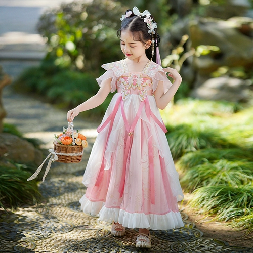 Летнее ханьфу, детский костюм, наряд маленькой принцессы, юбка
