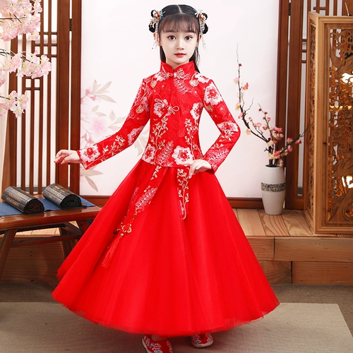 Детское зимнее ханьфу, демисезонный зимний пуховик, китайский стиль