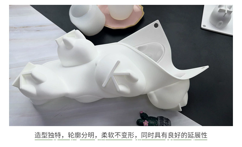 Douyinhong 6 thậm chí 3d ba chiều thỏ pudding khuôn mousse silicone phim hoạt hình 8 thậm chí lợn con thạch thạch khuôn - Tự làm khuôn nướng