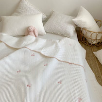 Embroidered cotton quilted bed cover simple modern cotton padded sheets Korea washed gauze bed cover set of three