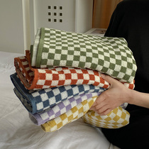 Day Order Color retro Chessboard Grid Pure Cotton Long Suede Cotton Home Towels Bath Towels Super Soft Absorbent Wash face towels