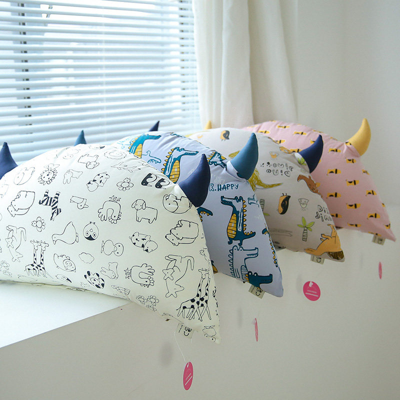 ins south Korean small demon cushions cartoon headboard large backrest full cotton sofa leaning against pillows children room decorations can be detached