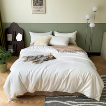 40 full cotton gon satin four pieces of pure cotton minimalist about Nordic wind pure color double spelled three sets bed linen bed
