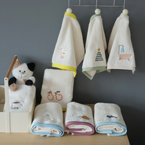 Category A raw cotton hooking lace embroidery for small fresh children All cotton Home towels Absorbent Wash face towel bath towels