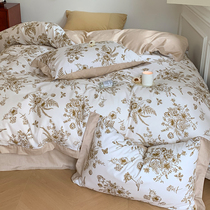 Spring retro style Romantic Fields Garden Four Pieces Full Cotton Pure Cotton Rose Ladies Wind Bed Linen Quilt Cover Three Sets