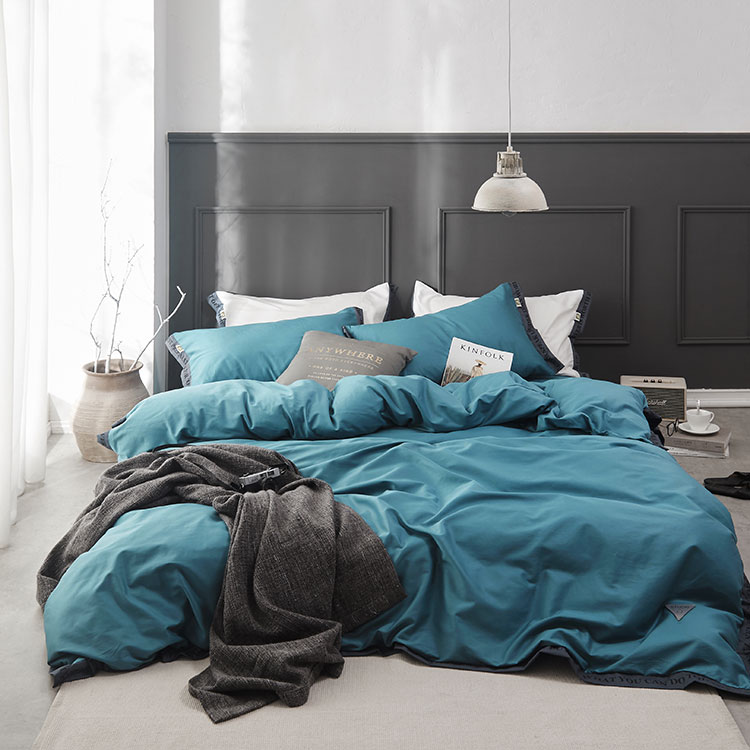 Bộ chăn ga gối cotton cao cấp 60 cotton của Mỹ gồm 6 bộ màu đen 1.8m đơn giản Bắc Âu - Bộ đồ giường bốn mảnh bộ ga nệm