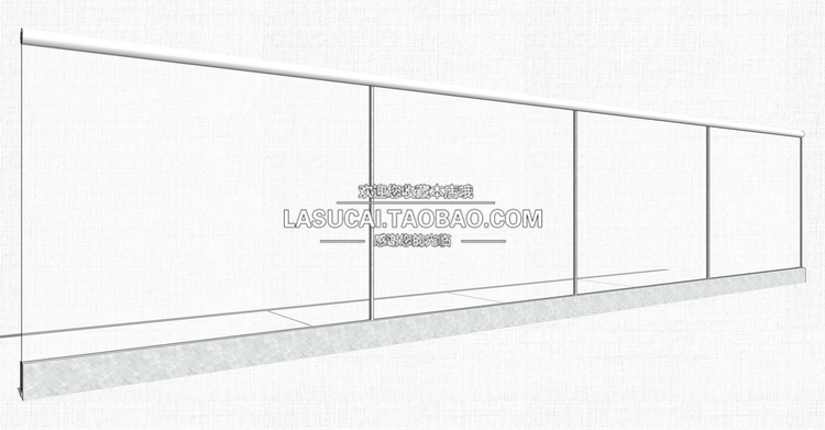 T213不锈钢玻璃栏杆SU模型现代扶手su围挡围栏景观sketchup组...-21