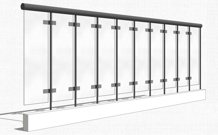 T218园林景观栏杆扶手SU模型玻璃栏杆护栏楼梯扶手不锈钢...-27