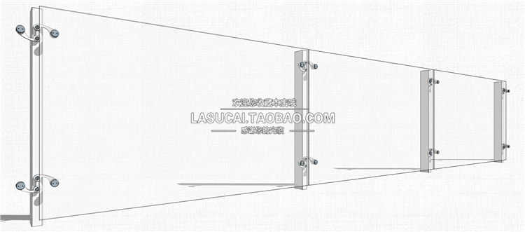 T218园林景观栏杆扶手SU模型玻璃栏杆护栏楼梯扶手不锈钢...-17