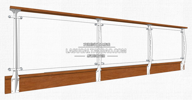 T213不锈钢玻璃栏杆SU模型现代扶手su围挡围栏景观sketchup组...-23