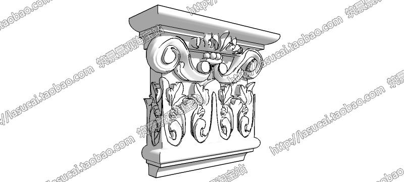 SU组件Sketchup草图大师景观模型欧式建筑石膏线脚构件柱头...-5