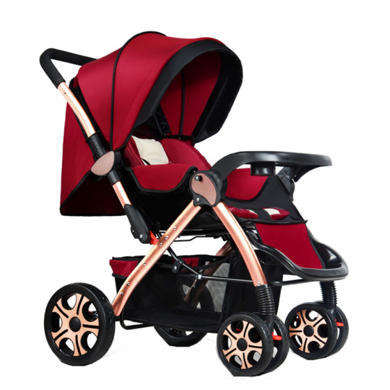 Baby stroller can sit and lie down, ultra-light and foldable, simple baby stroller for small children and young children, four-season push umbrella stroller