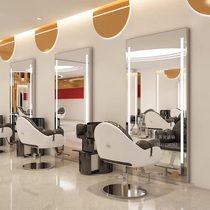 Salon de coiffure de la Red Hairdressingshop Salon du Hair Miroir Spécial Haut de gamme Beauté Magasin Miroir de table en miroir Mur simple à paroi simple avec miroir de plancher de lampe