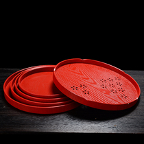 Red Toast Tray Wood Tea Tray Disc Venerable Tea Tray Squared Tea Tray Wedding Toast Teacup Cup To Bowl Red Wood Trays