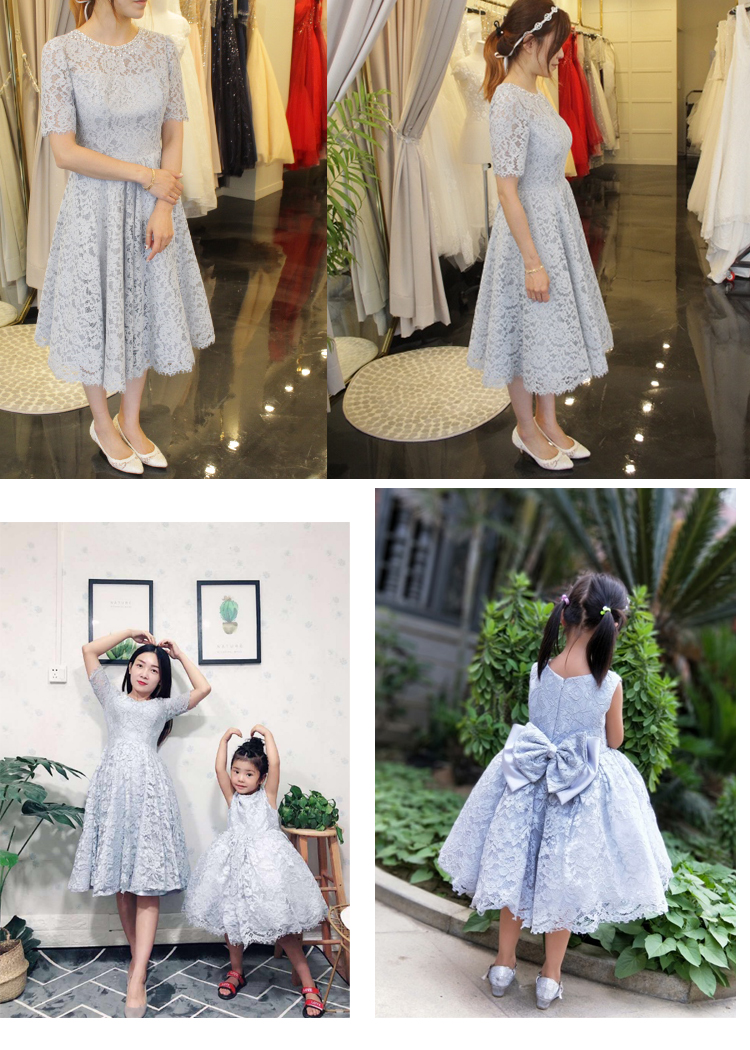 Váy công chúa trẻ em màu xám khói váy pettiskirt hiển thị váy cha mẹ-con mẹ và con gái trang phục piano cô gái váy váy quần áo trẻ em 10 tuổi