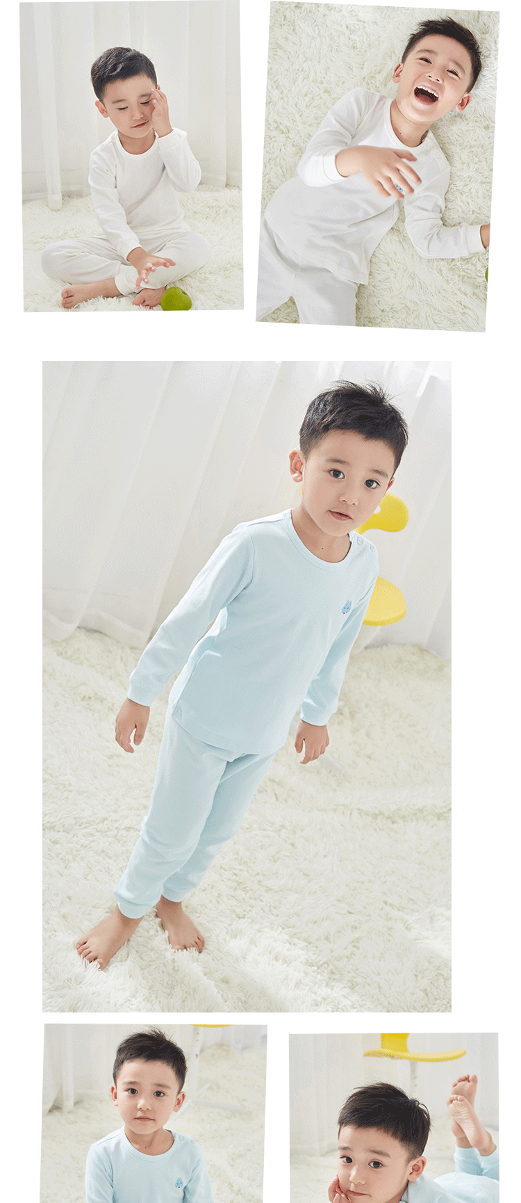 Bộ quần áo trẻ em cotton A Mùa xuân mềm mại cho trẻ em Áo dài tay cho bé Đồ lót màu rắn Bộ đồ ngủ OZAZA shop đồ bộ trẻ em cao cấp