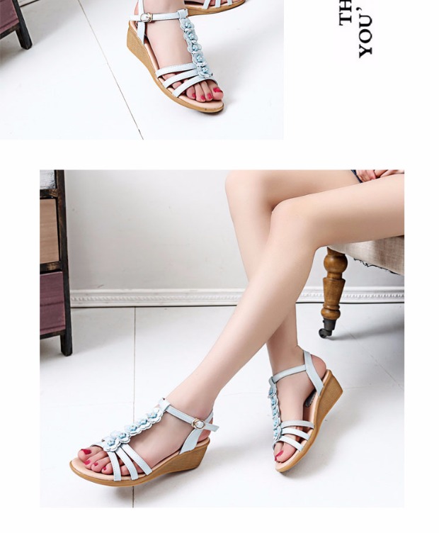 Mới Hàn Quốc nữ mùa hè hoang dã hở ngón rhinestone giày phẳng với đáy dày thịt bò gân dưới nêm dép - Sandal sandal nữ cao gót