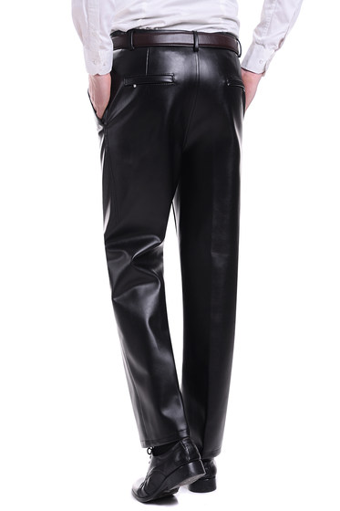 Men's leather pants leather pants for middle-aged and elderly men waterproof and oil-proof loose large size PU leather pants kitchen aquatic work pants