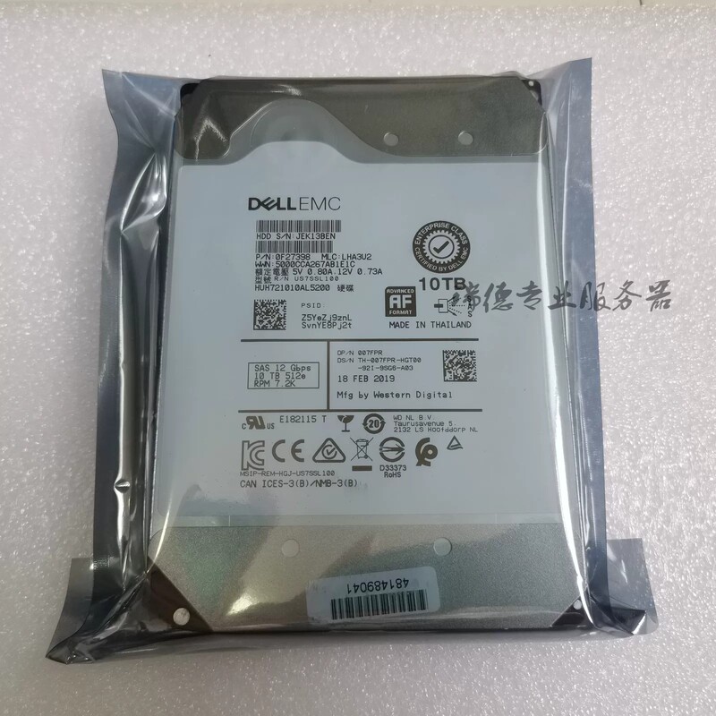 Dell Emc 10Tb Sas 7.2K 12g 07Fpr Huh721010Al5200 Genuine Product with One Year Warranty