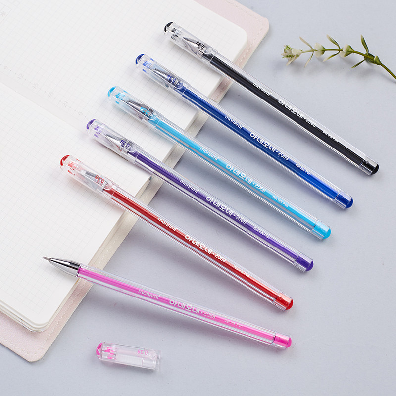 Korea Mu nami monami2068 simple writing 0 38mm6 color cover nut color transparent square rod neutral pen