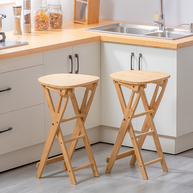 Folding stool high stool home space-saving folding high bench strong and convenient dining chair bar chair folding chair