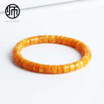 Collectible natural genuine Danish beeswax precision straight-cut tablets rounded finger-wrapped soft bracelets 7mm