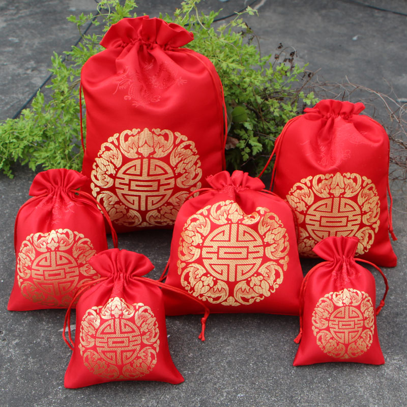 Group Happy Wedding Candy Bag Return Gift Packing Bag Ancient Wind Wedding Brocade With Brocade Candy Cloth bag Festive Egg Gift Bag