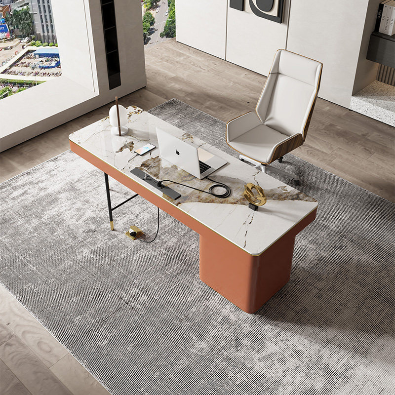 Modern light luxury slate office desk and chair combination home Italian minimalist desk desk net red computer desk storage